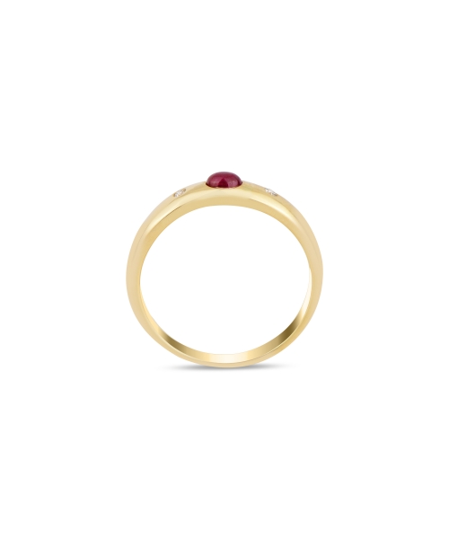 Gold signet ring with diamonds and ruby - 3