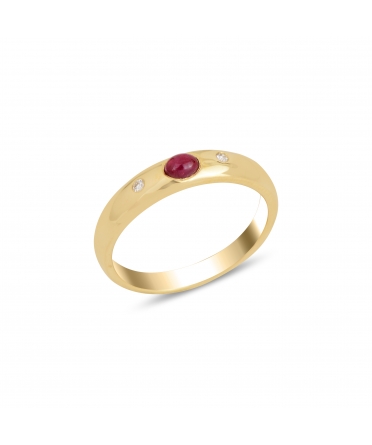 Gold signet ring with diamonds and ruby - 2