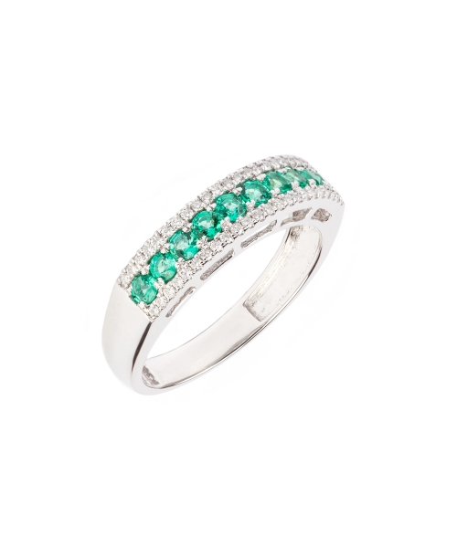 Gold ring with diamonds and emeralds - 2