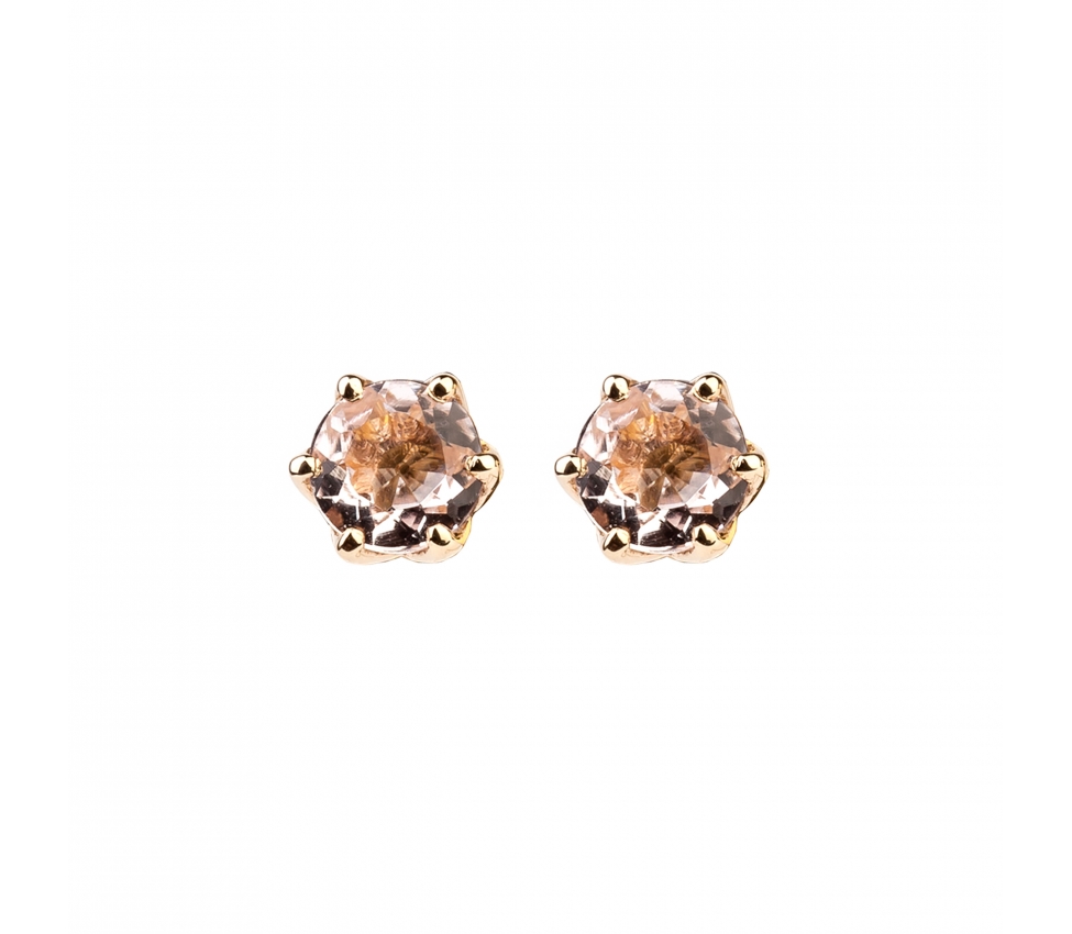 Gold stud earrings with morganite - 1