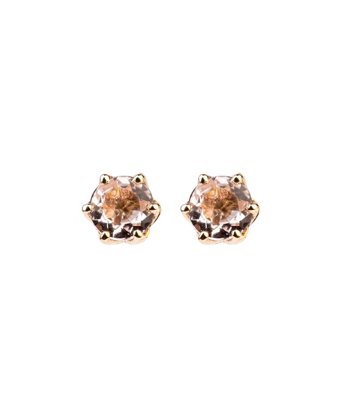 Gold stud earrings with morganite - 1