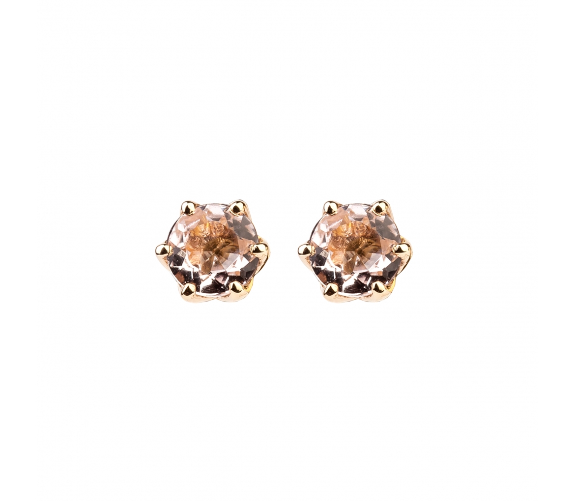 Gold stud earrings with morganite - 1