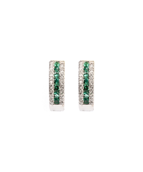 Gold earrings with diamonds and emeralds - 1