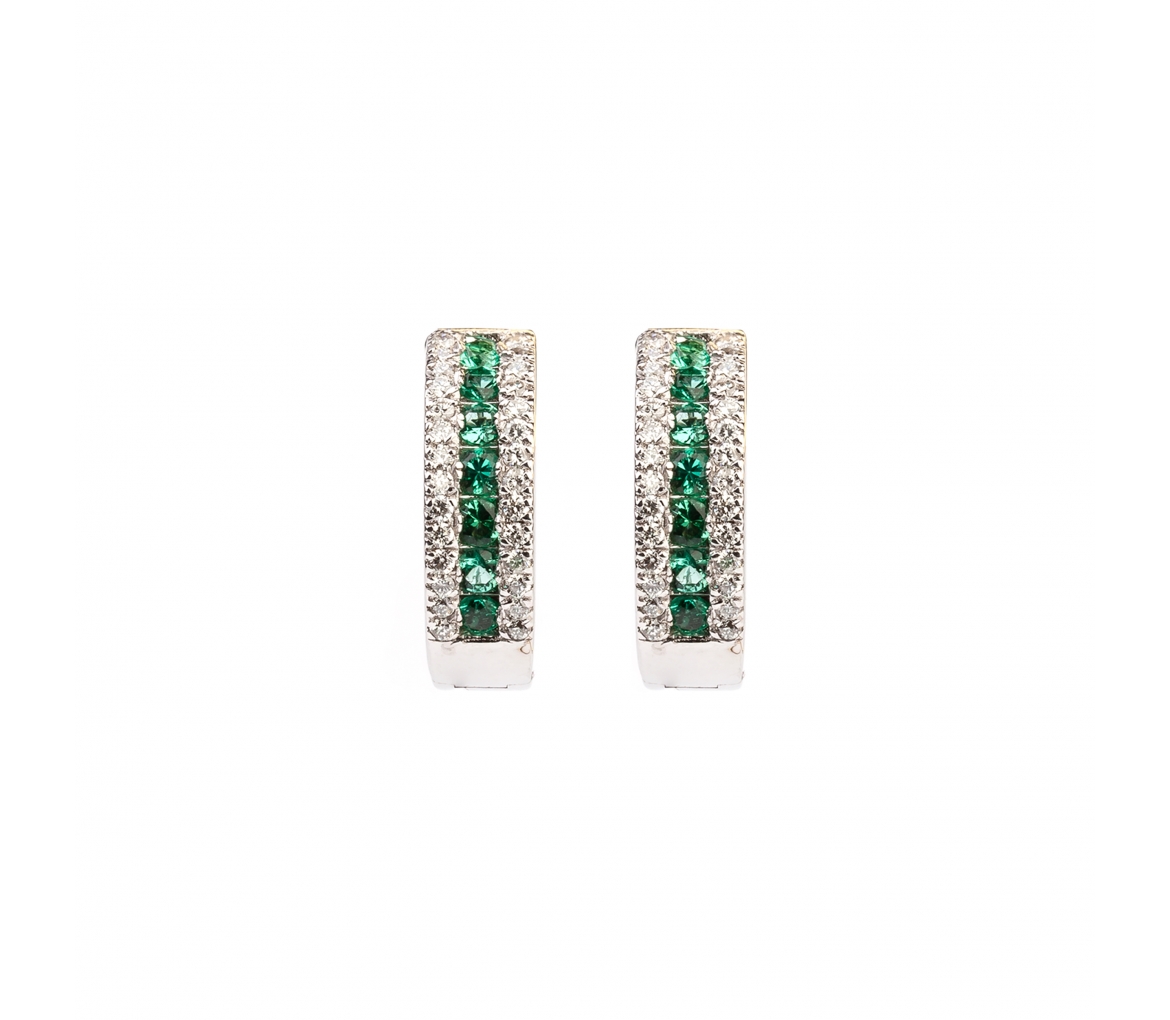 Gold earrings with diamonds and emeralds - 1