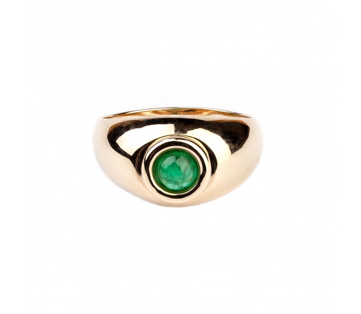 Gold signet ring with emerald - 1