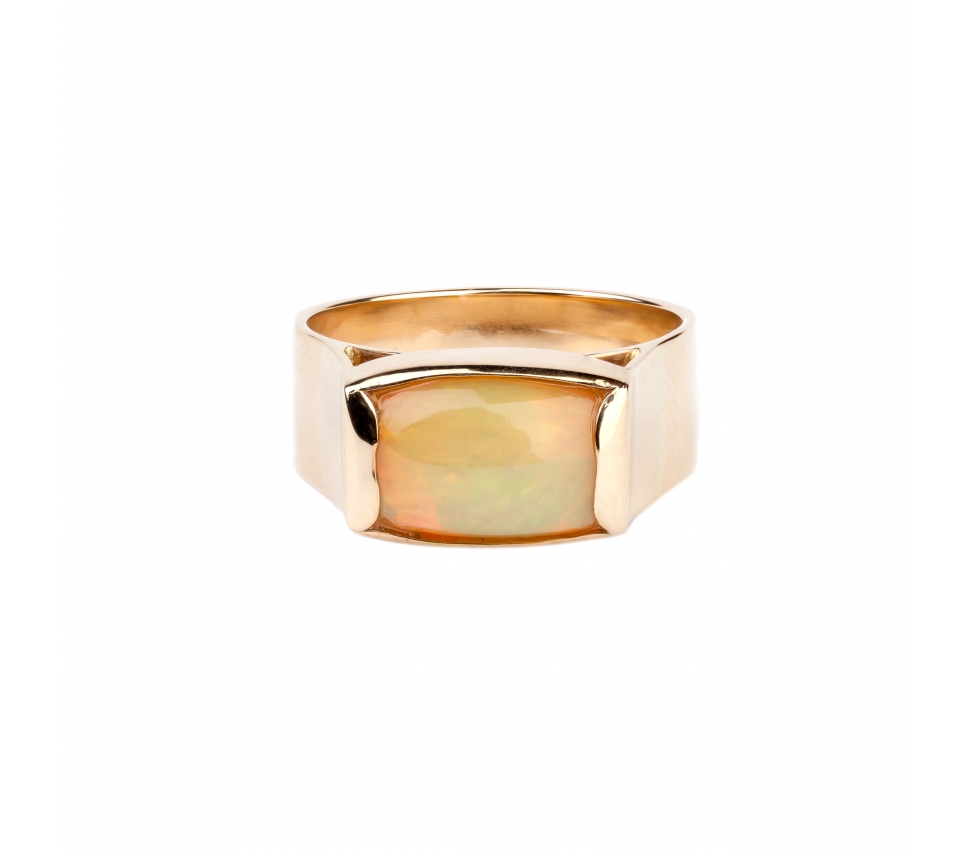 Gold signet ring with Ethiopian opal - 1