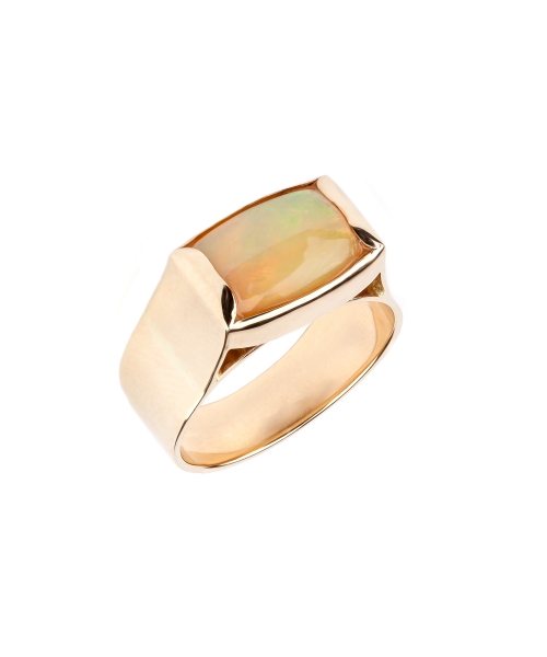 Gold signet ring with Ethiopian opal - 2