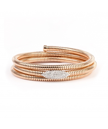 Gold flexible bracelet with diamonds - 1