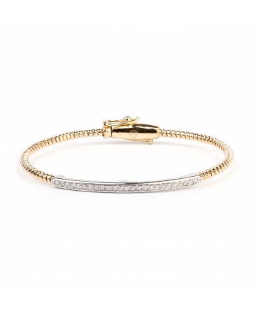 Gold bangle bracelet with diamonds - 1