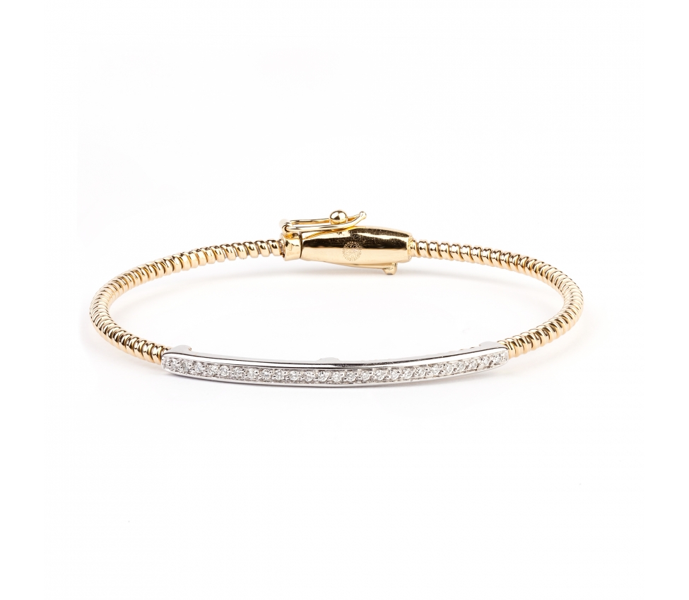 Gold bangle bracelet with diamonds - 1