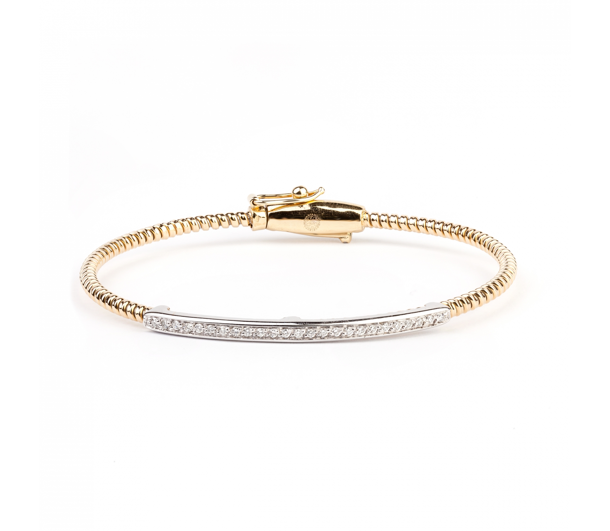 Złota sztywna bransoleta bangle z diamentami - 1 Złota sztywna bransoleta bangle z diamentami - 1