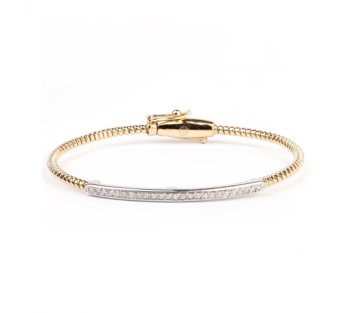 Gold bangle bracelet with diamonds - 1