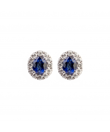 Gold earrings with diamonds and sapphires - 1