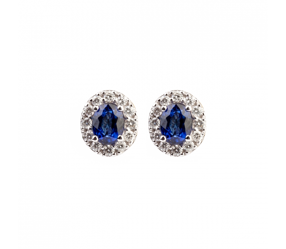 Gold earrings with diamonds and sapphires - 1