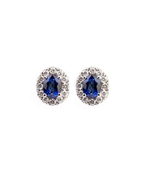 Gold earrings with diamonds and sapphires - 1