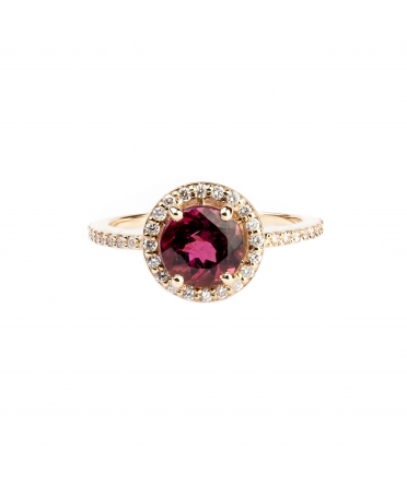 Gold ring with diamonds and tourmaline - 1