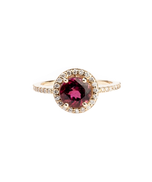 Gold ring with diamonds and tourmaline - 1