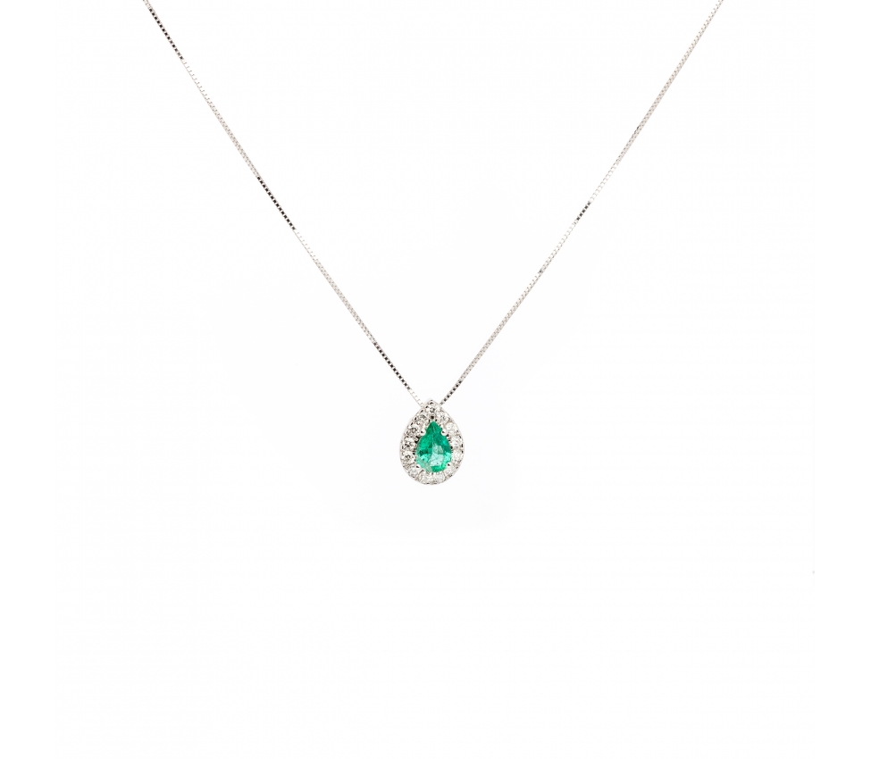 Gold necklace with diamonds and emeralds - 1