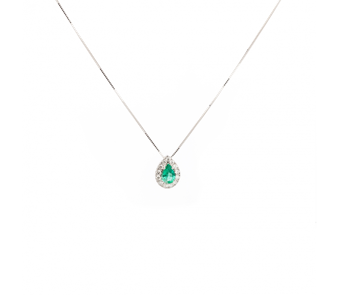 Gold necklace with diamonds and emeralds - 1