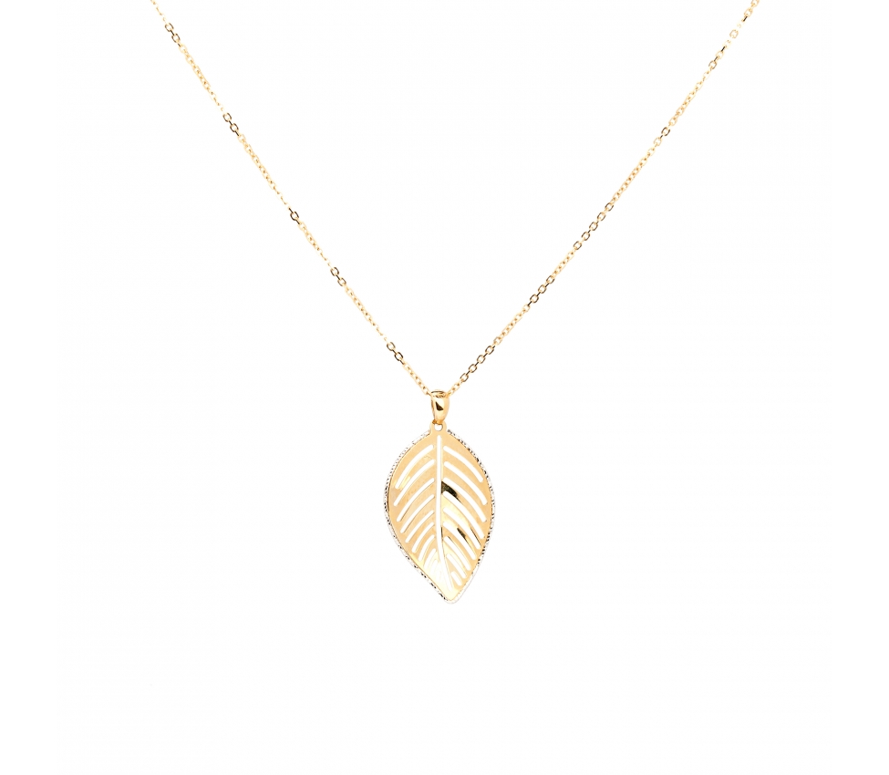 Gold pendant with leaf motif - 1