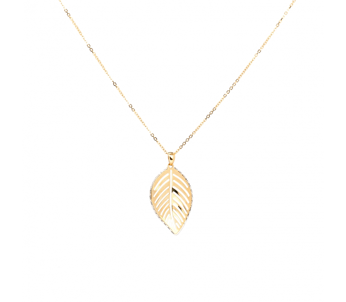 Gold pendant with leaf motif - 1