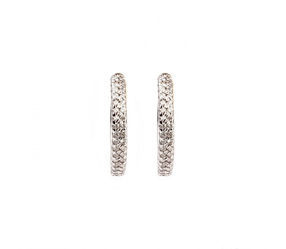 Gold hoop earrings with diamonds - 1