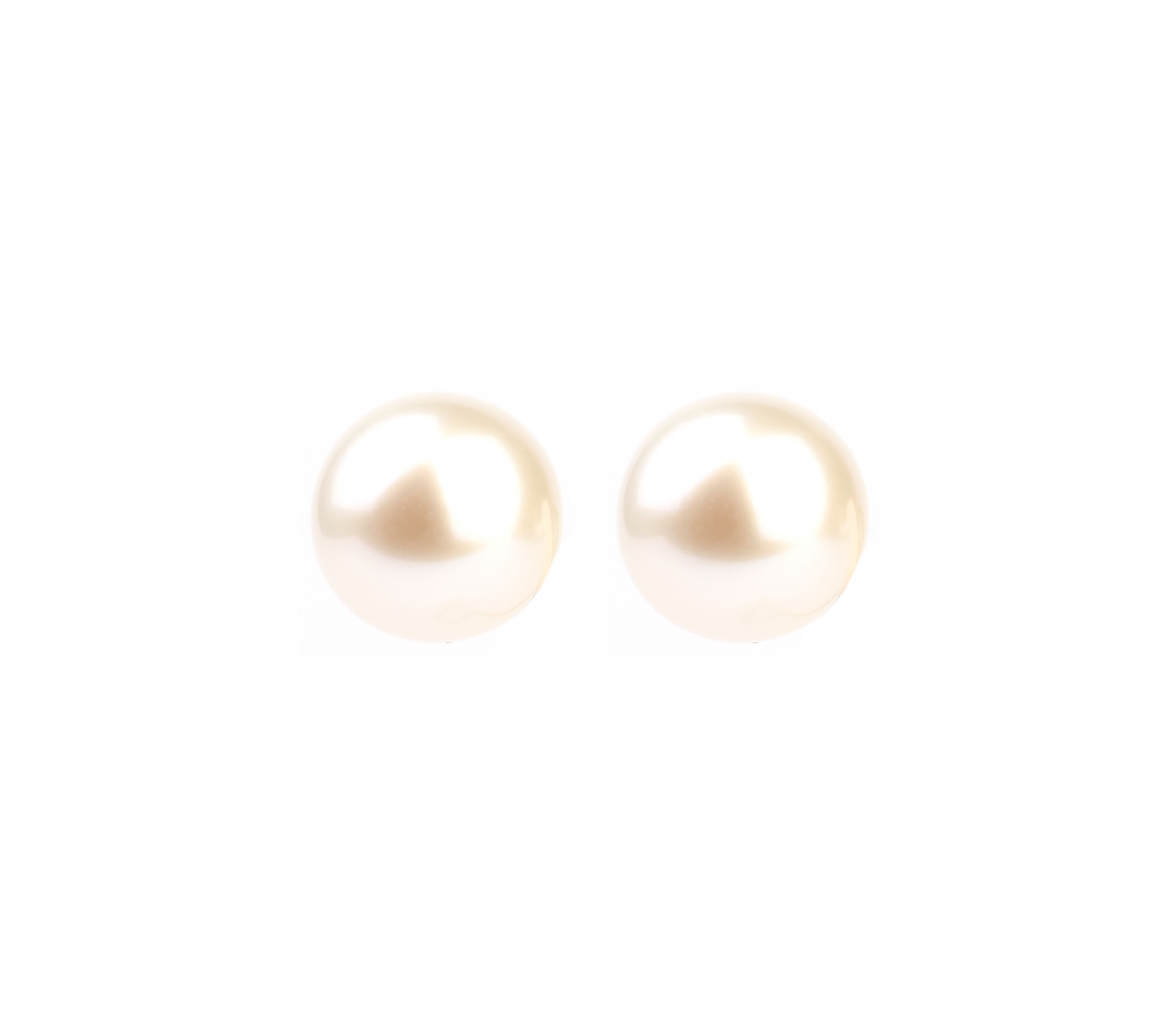 Gold stud earrings with pearls - 1