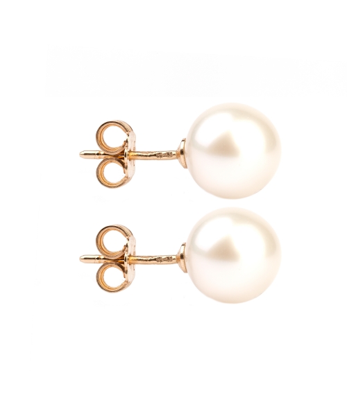 Gold stud earrings with pearls - 2