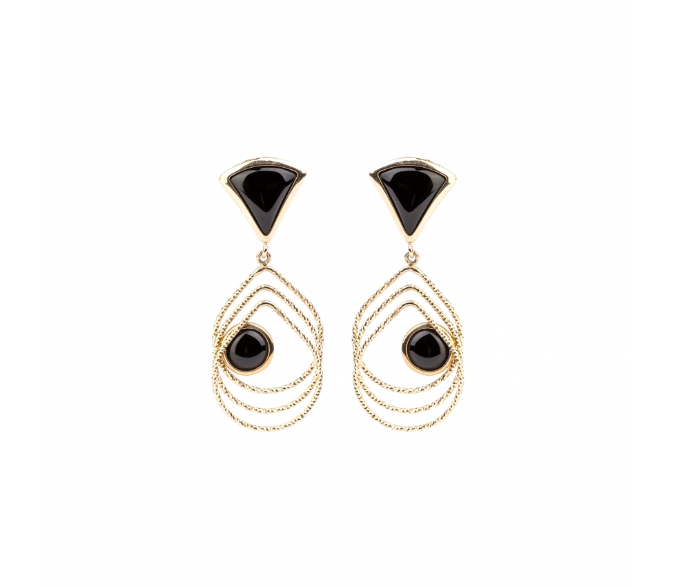 Gold earrings with onyx - 1