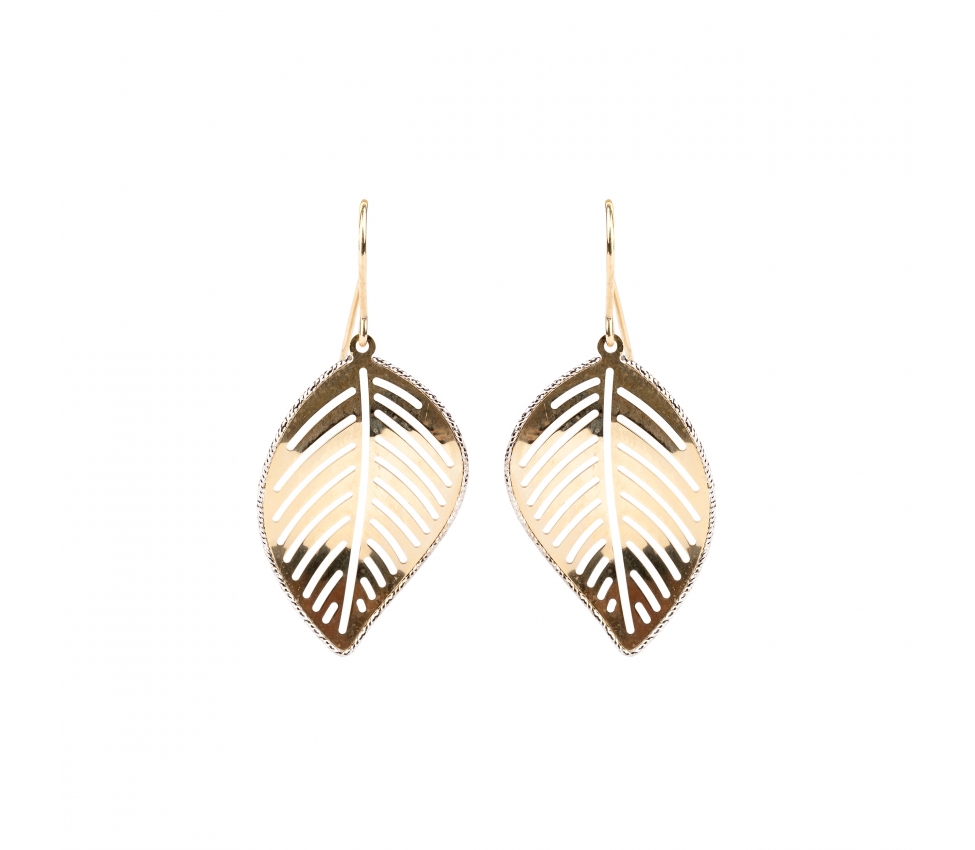 Gold earrings leaf shaped - 1