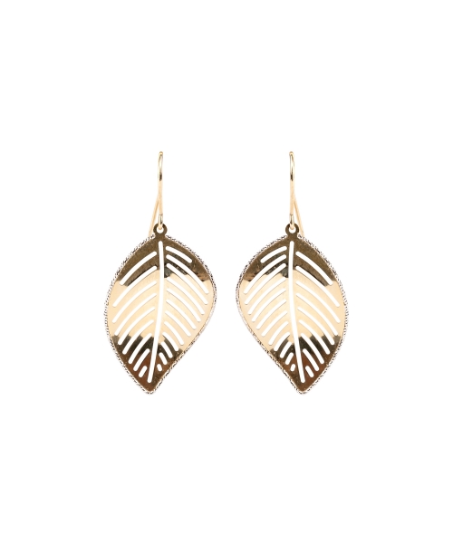 Gold earrings leaf shaped - 1