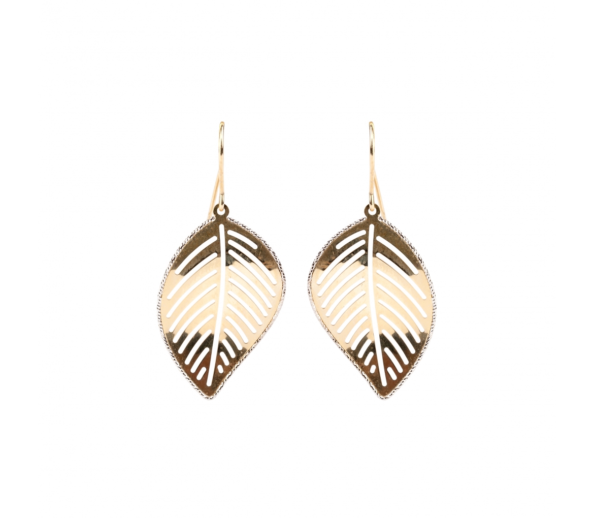 Gold earrings leaf shaped - 1