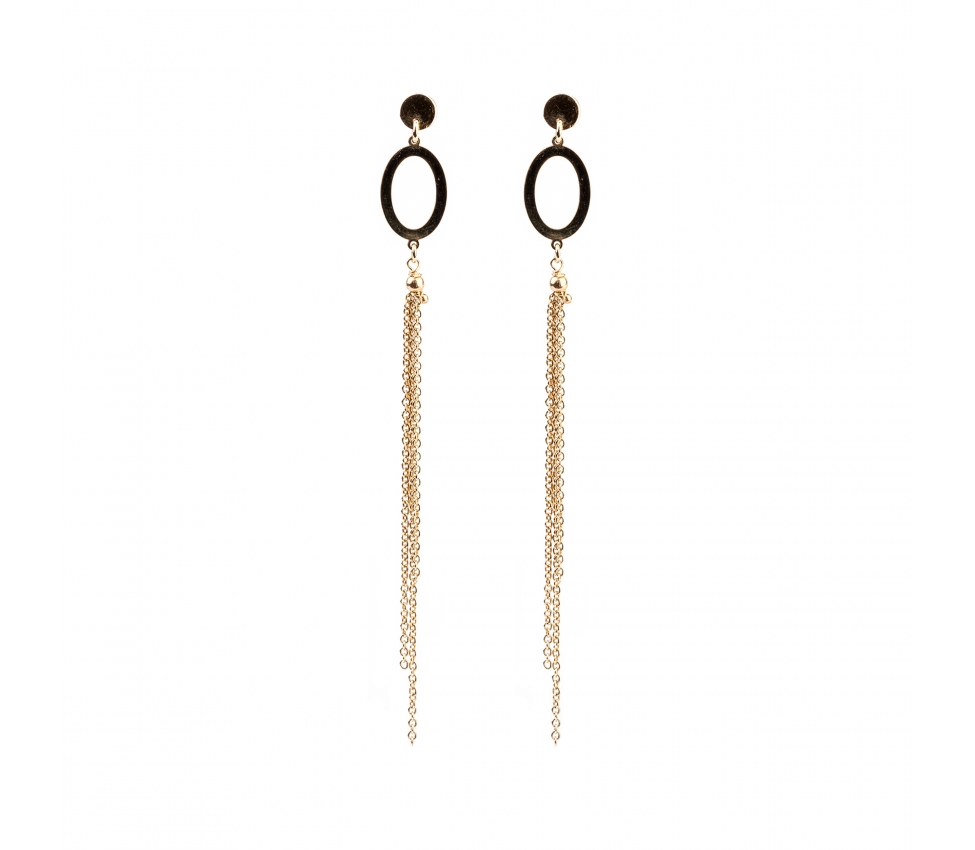 Gold long earrings with chains - 1