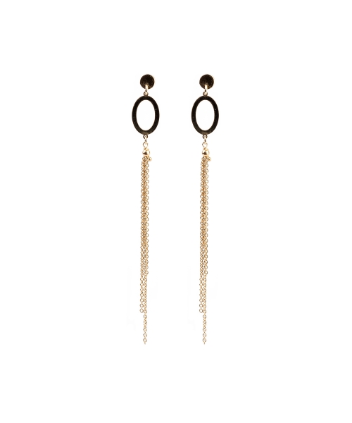 Gold long earrings with chains - 1