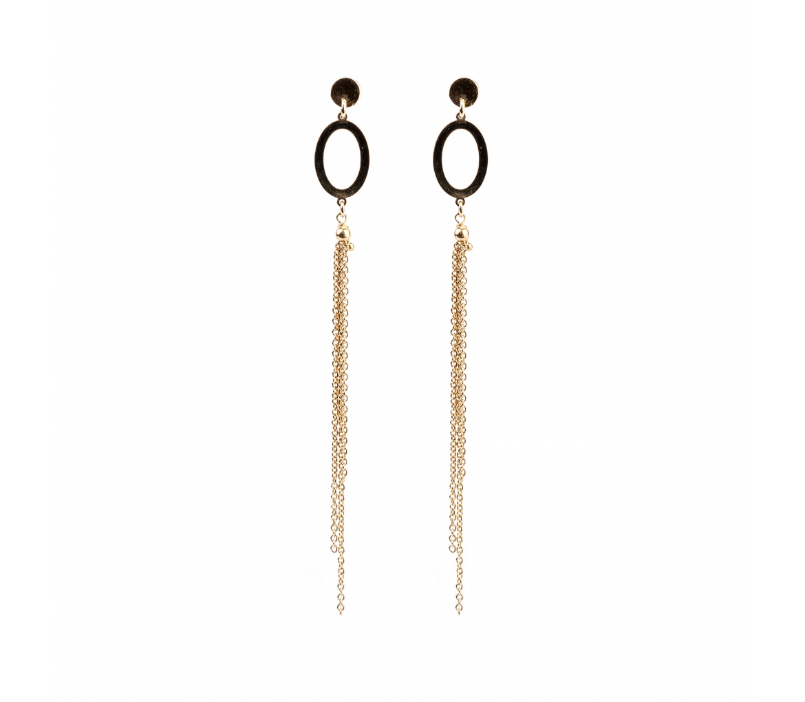 Gold long earrings with chains - 1