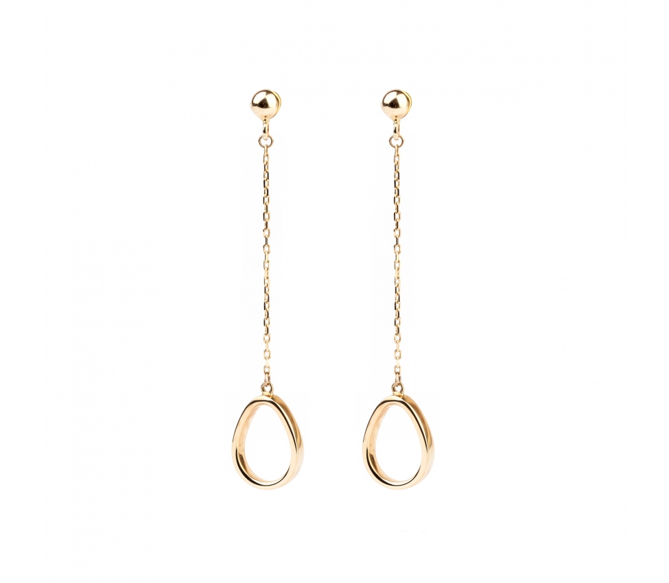 Gold long stud earrings - 1