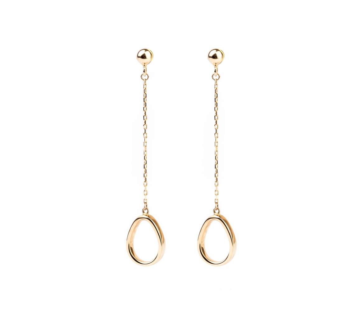 Gold long stud earrings - 1