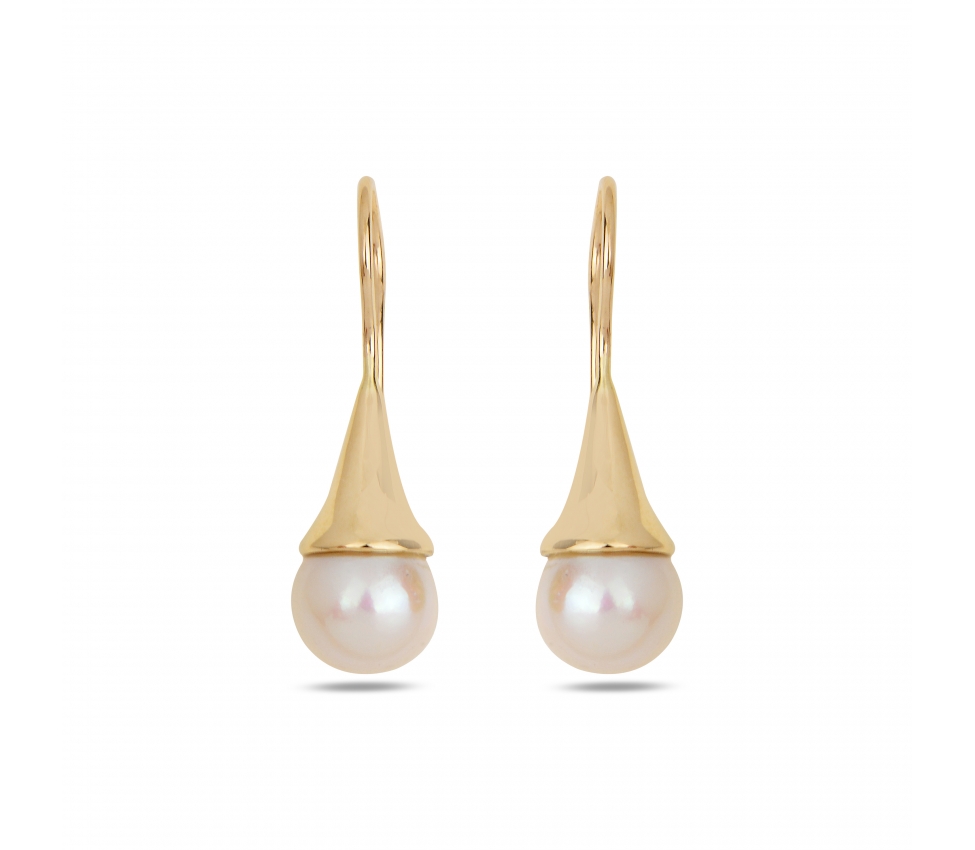 Gold earrings with pearls - 1