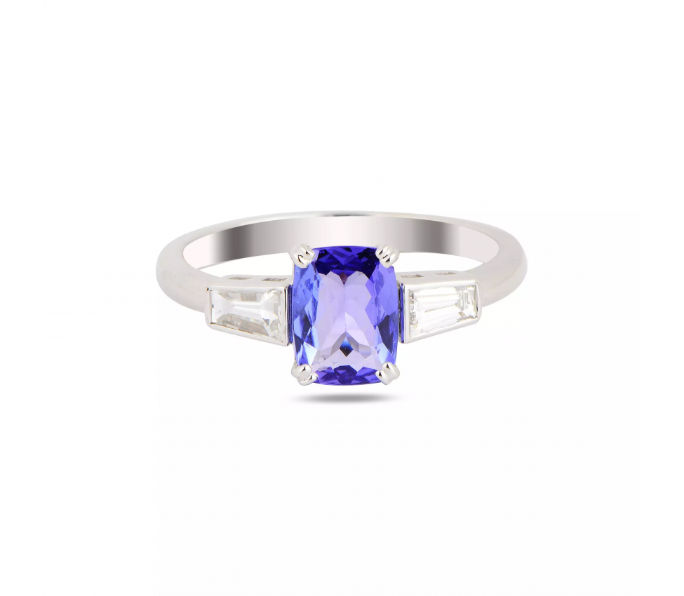 Gold ring with tanzanite and diamonds - 1