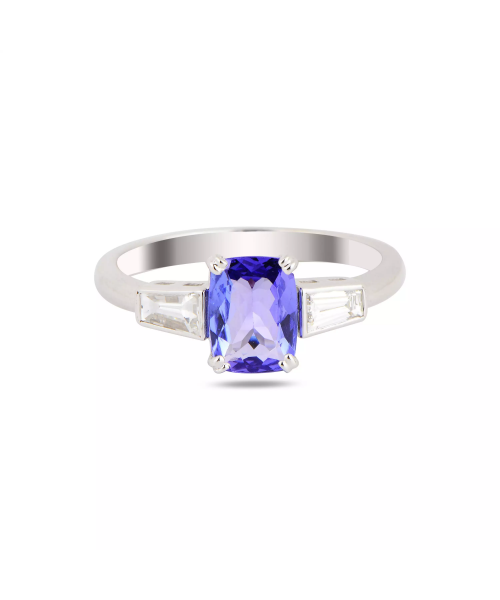 Gold ring with tanzanite and diamonds - 1