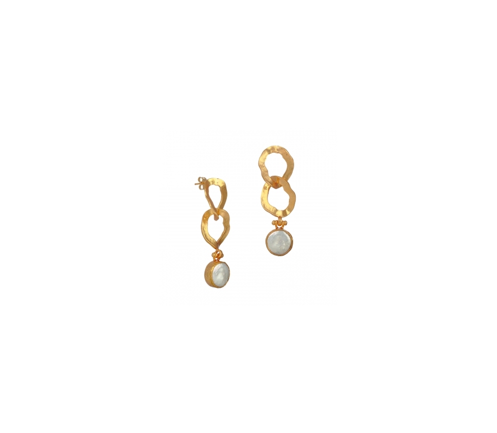 Goldplated bronze earrings with pearls - 1