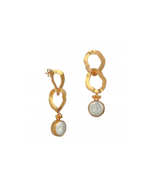 Goldplated bronze earrings with pearls - 1