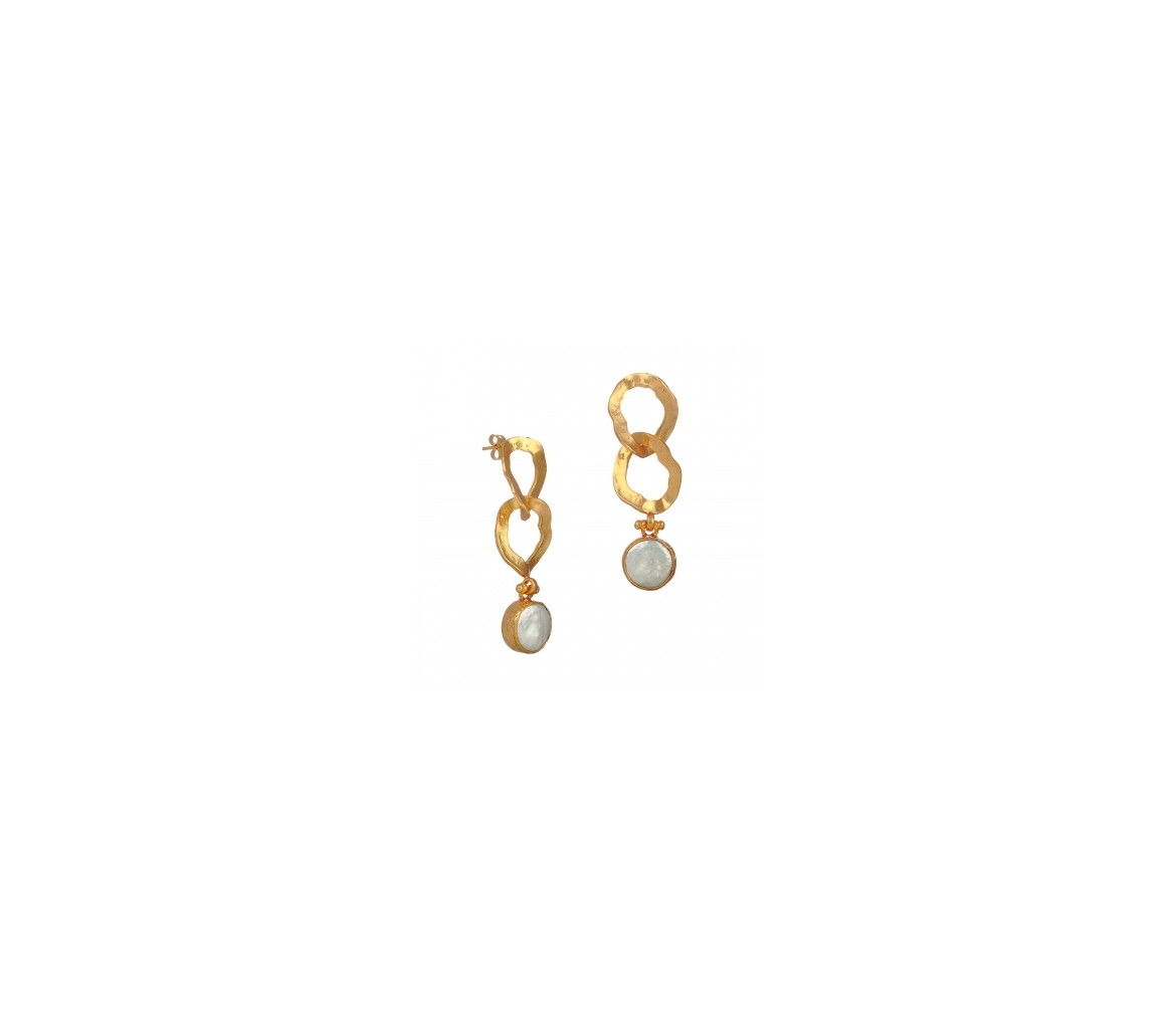 Goldplated bronze earrings with pearls - 1