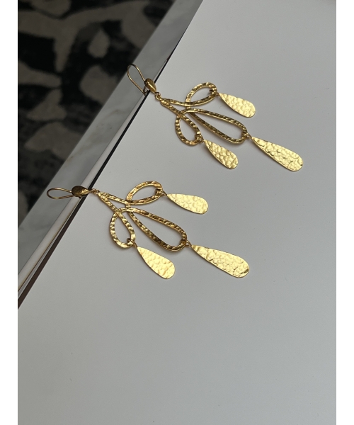 Goldplated long bronze earrings - 3