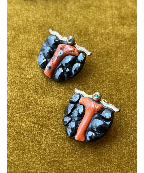 Silver earrings with coral - 2