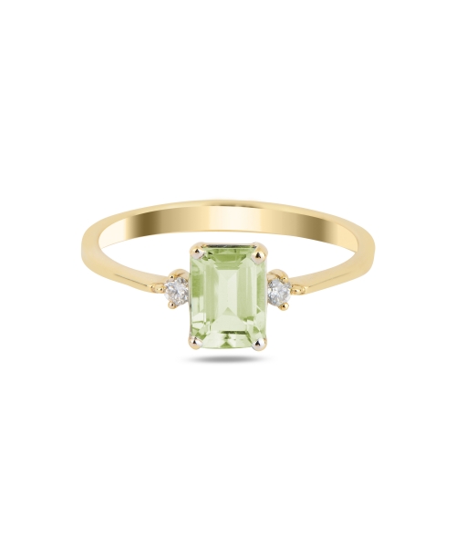 Gold ring with peridot and diamonds - 1