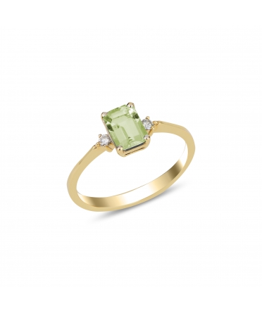 Gold ring with peridot and diamonds - 2