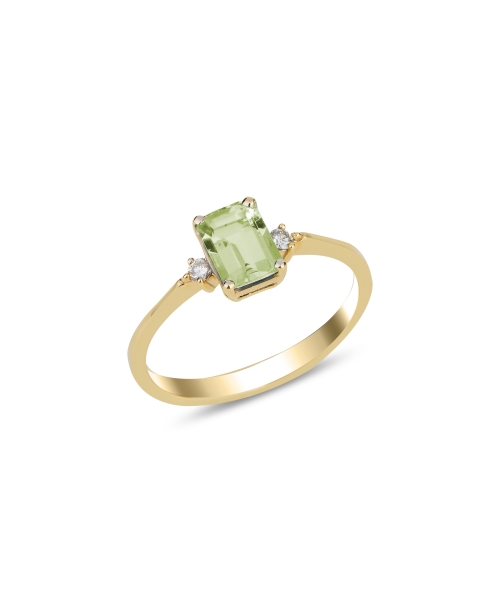 Gold ring with peridot and diamonds - 2