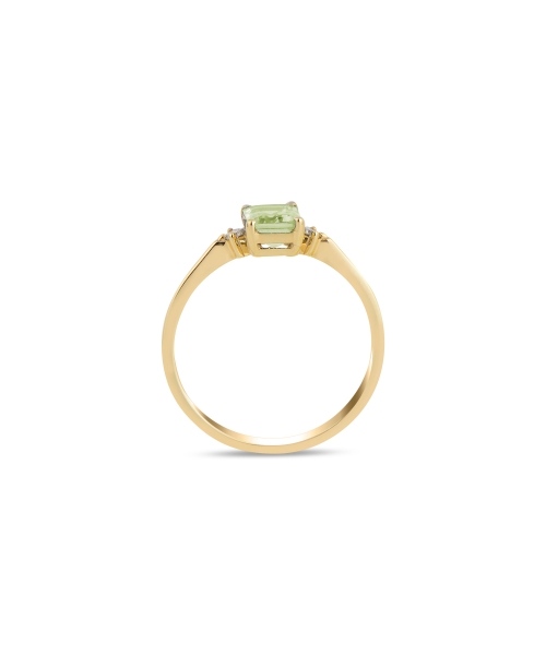 Gold ring with peridot and diamonds - 3