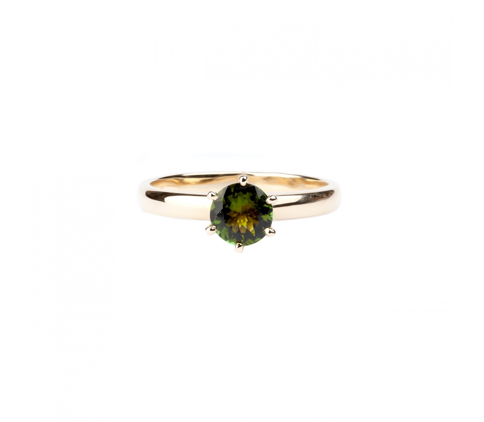 Gold ring with green tourmaline - 1